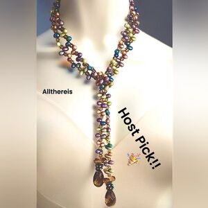 🎉175 pearls with citrine and smoky topaz necklace 🌸🐬 with matching earrings